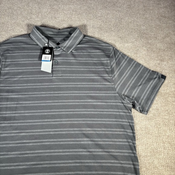 Under Armour Other - Under Armour Polo Shirt Mens XL Loose Gray Striped Charged Cotton Golf NWT